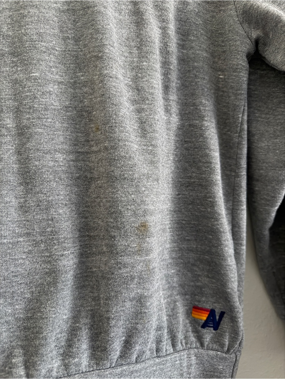 Aviator Nation Heart Stitch Relaxed Crew Sweatshirt Gray Red Heart - Picture 2 of 6